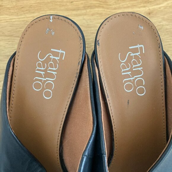 Franco Sarto Dublin Leather Wedge Sandals Heels Size 7.5 Slip On Open Toe - Picture 11 of 14